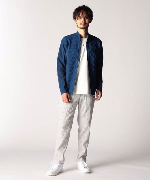 NICOLE CLUB FOR MEN（ニコルクラブフォーメン）の「ブロックチェックニットブルゾン（カーディガン/ボレロ・メンズ・ブルー系/シルバーグレー/ブラック・MEDIUM/LARGE/X-LARGE）」の6枚目の写真