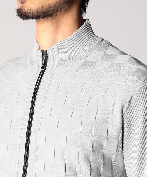 NICOLE CLUB FOR MEN（ニコルクラブフォーメン）の「ブロックチェックニットブルゾン（カーディガン/ボレロ・メンズ・ブルー系/シルバーグレー/ブラック・MEDIUM/LARGE/X-LARGE）」の9枚目の写真