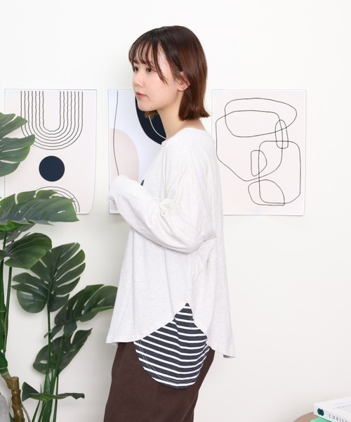 Emago(イマゴ)の「EMAGO タウン刺繍ワイドプルオーバー(Tシャツ/カットソー・レディース・アイボリー/ネイビー/コーラルピンク・FREE)」の14枚目の写真