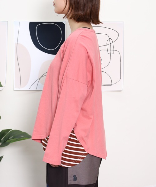 Emago(イマゴ)の「EMAGO タウン刺繍ワイドプルオーバー(Tシャツ/カットソー・レディース・アイボリー/ネイビー/コーラルピンク・FREE)」の5枚目の写真