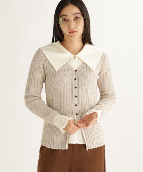 studio CLIP(スタディオクリップ)の「【daily CLIP】クリンプヤーンリブカーディガン(カーディガン/ボレロ・レディース・ベージュ/グレー・FREE)」の2枚目の写真