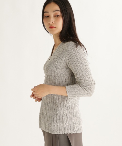 studio CLIP(スタディオクリップ)の「【daily CLIP】クリンプヤーンリブカーディガン(カーディガン/ボレロ・レディース・ベージュ/グレー・FREE)」の3枚目の写真