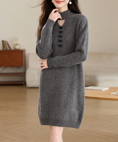 Miniministore(ミニミニストア)の「胸元セクシーニットワンピース リボン付き(ワンピース・レディース・ブラック/グレー/レッド・FREE)」の14枚目の写真