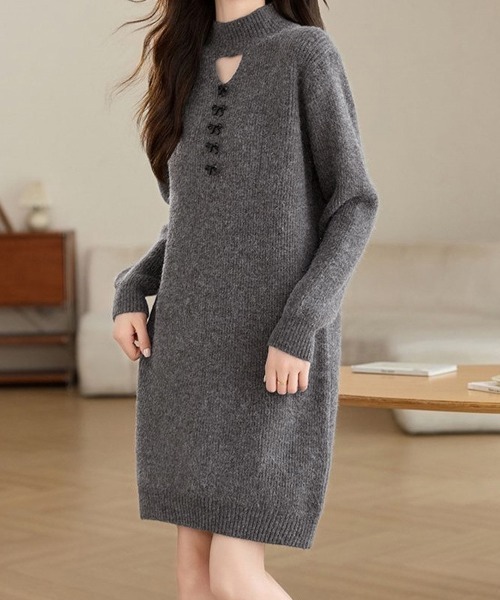 Miniministore(ミニミニストア)の「胸元セクシーニットワンピース リボン付き(ワンピース・レディース・ブラック/グレー/レッド・FREE)」の15枚目の写真