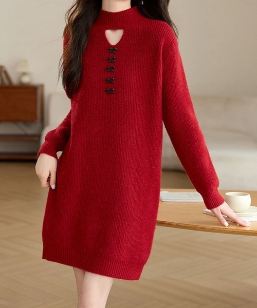 Miniministore(ミニミニストア)の「胸元セクシーニットワンピース リボン付き(ワンピース・レディース・ブラック/グレー/レッド・FREE)」の17枚目の写真
