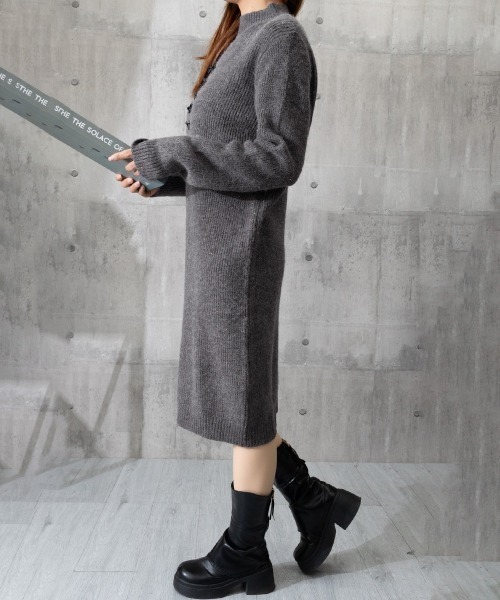 Miniministore(ミニミニストア)の「胸元セクシーニットワンピース リボン付き(ワンピース・レディース・ブラック/グレー/レッド・FREE)」の22枚目の写真