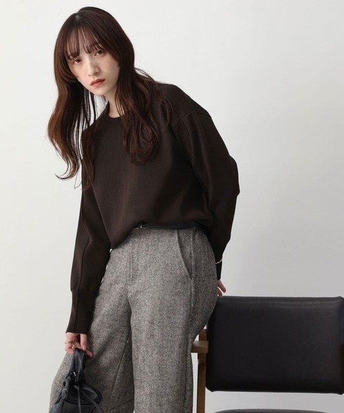 NOAHL(ノアル)の「【NOAHL】スウェットライクニットプルオーバー(ニット/セーター・レディース・ダークブラウン/ライトベージュ・FREE)」の2枚目の写真