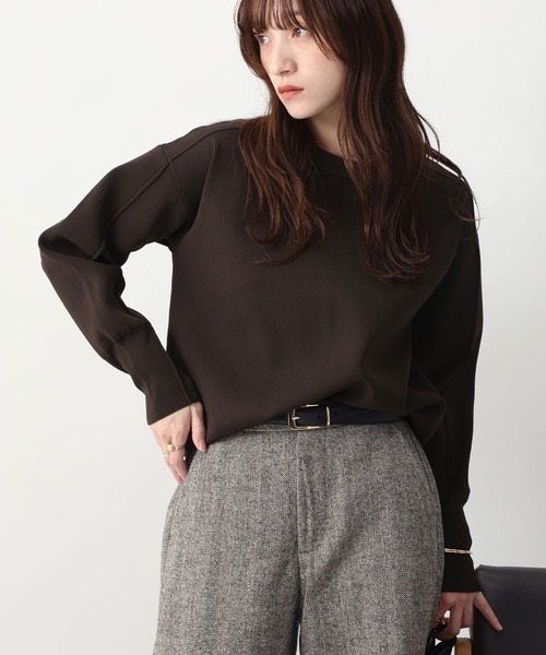 NOAHL(ノアル)の「【NOAHL】スウェットライクニットプルオーバー(ニット/セーター・レディース・ダークブラウン/ライトベージュ・FREE)」の16枚目の写真