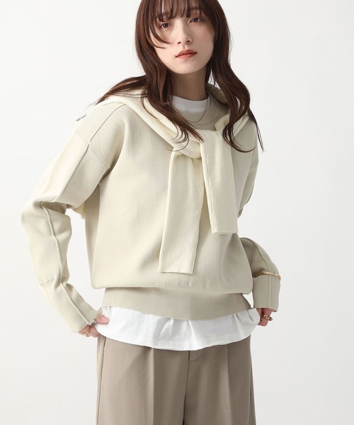 NOAHL(ノアル)の「【NOAHL】スウェットライクニットプルオーバー(ニット/セーター・レディース・ダークブラウン/ライトベージュ・FREE)」の9枚目の写真