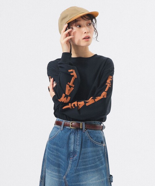 BEAMS BOY(ビームスボーイ)の「ロゴ ビッグ ロングスリーブ(Tシャツ/カットソー・レディース・ブラック/サックスブルー/オフホワイト・1/0)」の3枚目の写真