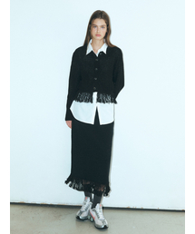 Fringe Knitted Skirt, Black