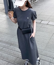 U.S. POLO ASSN.（ユーエスポロアッスン）の「【U.S. POLO ASSN.】ワンポイント刺繍 バルーンスリーブ ナチュラルフレアワンピース（ワンピース）」