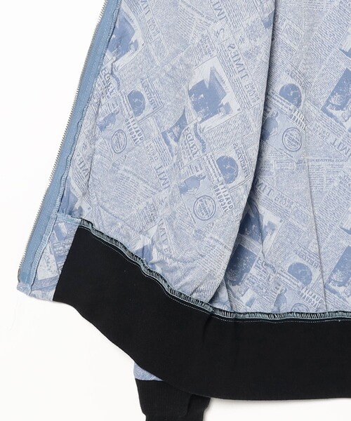 BEAMS PLUS(ビームスプラス)の「Sports Blouson Newspaper Jacquard(ブルゾン・メンズ・ブラック/ブルー・X-LARGE/LARGE/MEDIUM/SMALL)」の10枚目の写真
