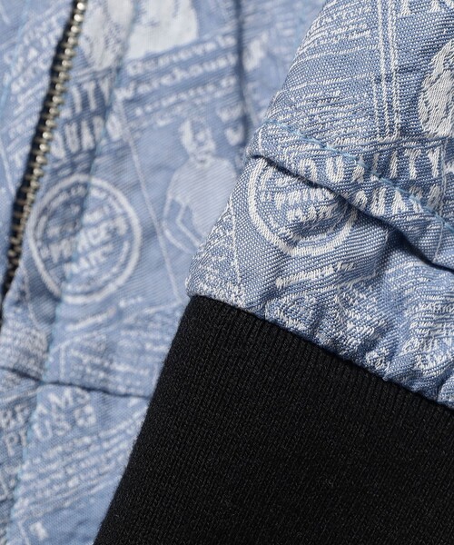 BEAMS PLUS(ビームスプラス)の「Sports Blouson Newspaper Jacquard(ブルゾン・メンズ・ブラック/ブルー・X-LARGE/LARGE/MEDIUM/SMALL)」の12枚目の写真