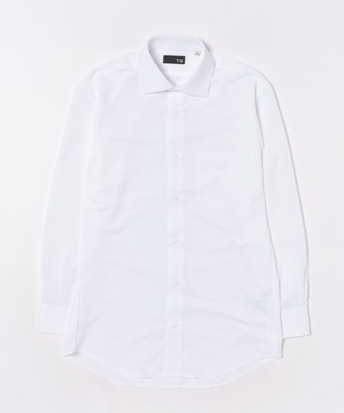 TAKA-Q（タカキュー）の「ワイシャツ メンズ ストレッチ 吸水速乾 ノンアイロン ワイドカラー 長袖 ビジネス ドレス NEWスタンダードフィット（ビジネスシャツ・メンズ・ホワイト・首回り37cm-裄丈80cm/首回り45cm-裄丈86cm/首回り43cm-裄丈82cm/首回り41cm-裄丈86cm/首回り41cm-裄丈82cm/首回り39cm-裄丈84cm/首回り39cm-裄丈80cm/首回り43cm-裄丈86cm）」の2枚目の写真