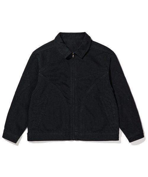 BROWNBREATH(ブラウンブレス)の「GEOMETRIC LINED DENIM JACKET - BLACK(デニムジャケット・レディース・その他・M)」の1枚目の写真