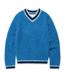 SHAGGY V NECK SWEATER BLUE