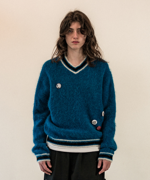 THEVINYLHOUSE(ザバイニルハウス)の「SHAGGY V NECK SWEATER BLUE(ニット/セーター・メンズ・その他・S/M/L)」の3枚目の写真