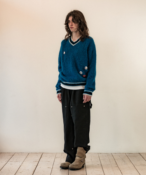 THEVINYLHOUSE(ザバイニルハウス)の「SHAGGY V NECK SWEATER BLUE(ニット/セーター・メンズ・その他・S/M/L)」の5枚目の写真