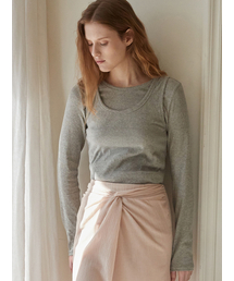 BEMUSE MANSION（ビミューズマンション）の「U-neck ribbed layered t shirt set - Melange gray（Tシャツ/カットソー）」