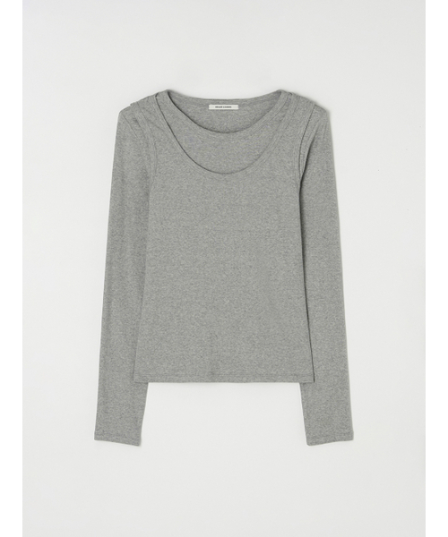 BEMUSE MANSION（ビミューズマンション）の「U-neck ribbed layered t shirt set - Melange gray（Tシャツ/カットソー・レディース・その他・FREE）」の6枚目の写真