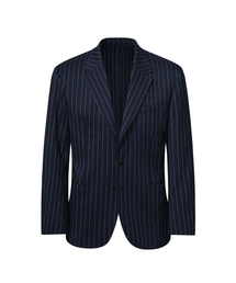 EDWARDMAX（エドワードマックス）の「ストライプリネンコットンブレザージャケット（ネイビー）（テーラードジャケット）」