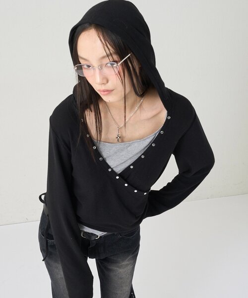 WHO'S WHO gallery（フーズフーギャラリー）の「スクエアリムレスメガネ（メガネ・レディース・シルバー・FREE）」の3枚目の写真