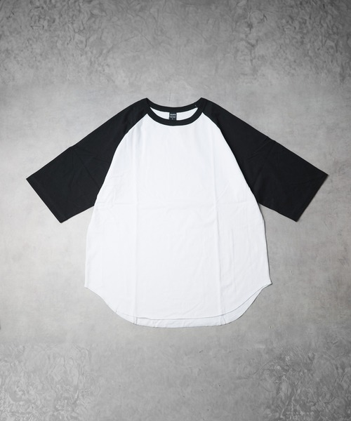 B.I.D.（ビーアイディー）の「《ミドルウエイト天竺 ラグラン5分袖Tシャツ》（Tシャツ/カットソー・レディース・ホワイト×グリーン/ホワイト×ブルー/ホワイト×ブラック/ブラック×ホワイト/ホワイト×ネイビー・MEDIUM/LARGE）」の3枚目の写真