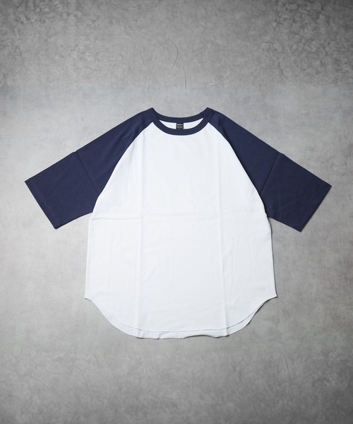 B.I.D.（ビーアイディー）の「《ミドルウエイト天竺 ラグラン5分袖Tシャツ》（Tシャツ/カットソー・レディース・ホワイト×グリーン/ホワイト×ブルー/ホワイト×ブラック/ブラック×ホワイト/ホワイト×ネイビー・MEDIUM/LARGE）」の4枚目の写真