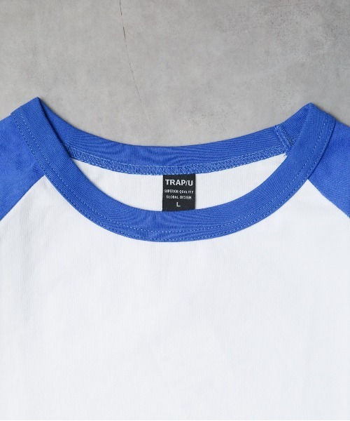 B.I.D.（ビーアイディー）の「《ミドルウエイト天竺 ラグラン5分袖Tシャツ》（Tシャツ/カットソー・レディース・ホワイト×グリーン/ホワイト×ブルー/ホワイト×ブラック/ブラック×ホワイト/ホワイト×ネイビー・MEDIUM/LARGE）」の6枚目の写真