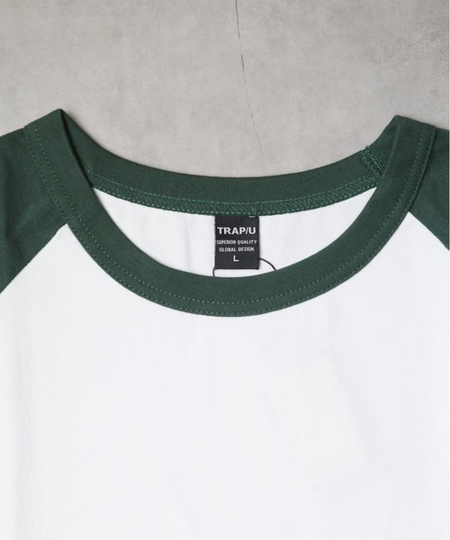 B.I.D.（ビーアイディー）の「《ミドルウエイト天竺 ラグラン5分袖Tシャツ》（Tシャツ/カットソー・レディース・ホワイト×グリーン/ホワイト×ブルー/ホワイト×ブラック/ブラック×ホワイト/ホワイト×ネイビー・MEDIUM/LARGE）」の13枚目の写真