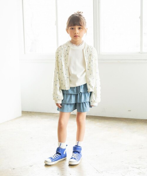 BRANSHES（ブランシェス）の「肩フリルシャーリングジャケット（その他アウター・キッズ・ネイビー/アイボリー・150/140/130/110/100/120）」の3枚目の写真