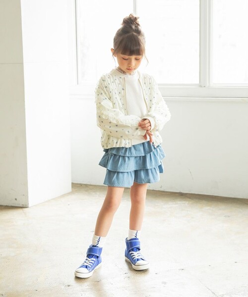 BRANSHES（ブランシェス）の「肩フリルシャーリングジャケット（その他アウター・キッズ・ネイビー/アイボリー・150/140/130/110/100/120）」の4枚目の写真