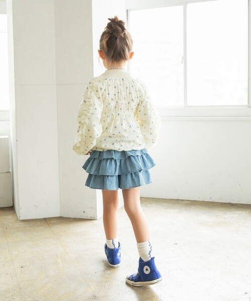 BRANSHES（ブランシェス）の「肩フリルシャーリングジャケット（その他アウター・キッズ・ネイビー/アイボリー・150/140/130/110/100/120）」の6枚目の写真