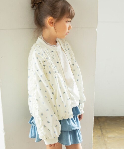 BRANSHES（ブランシェス）の「肩フリルシャーリングジャケット（その他アウター・キッズ・ネイビー/アイボリー・150/140/130/110/100/120）」の8枚目の写真