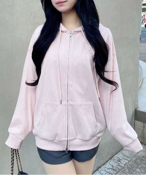 INGNI（イング）の「ラメスウェットジップパーカー（パーカー・レディース・グレー/オフホワイト/ピンク/ブラック・M）」の5枚目の写真