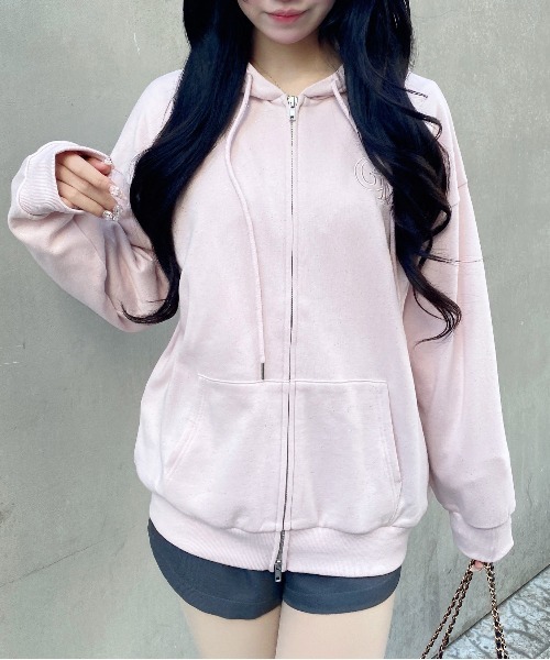 INGNI（イング）の「ラメスウェットジップパーカー（パーカー・レディース・グレー/オフホワイト/ピンク/ブラック・M）」の6枚目の写真