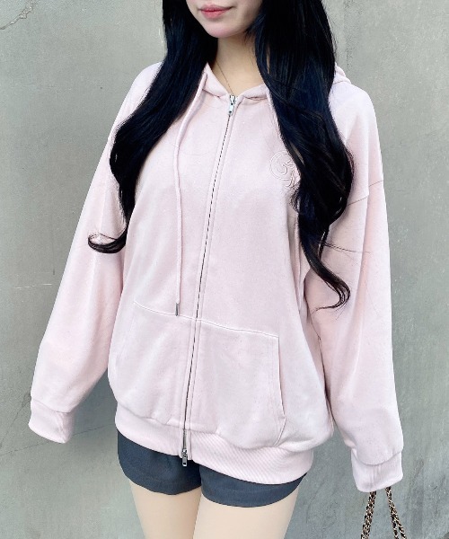 INGNI（イング）の「ラメスウェットジップパーカー（パーカー・レディース・グレー/オフホワイト/ピンク/ブラック・M）」の7枚目の写真