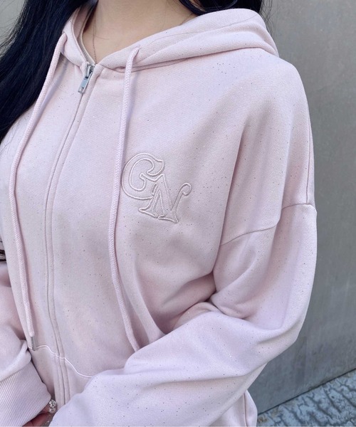 INGNI（イング）の「ラメスウェットジップパーカー（パーカー・レディース・グレー/オフホワイト/ピンク/ブラック・M）」の8枚目の写真