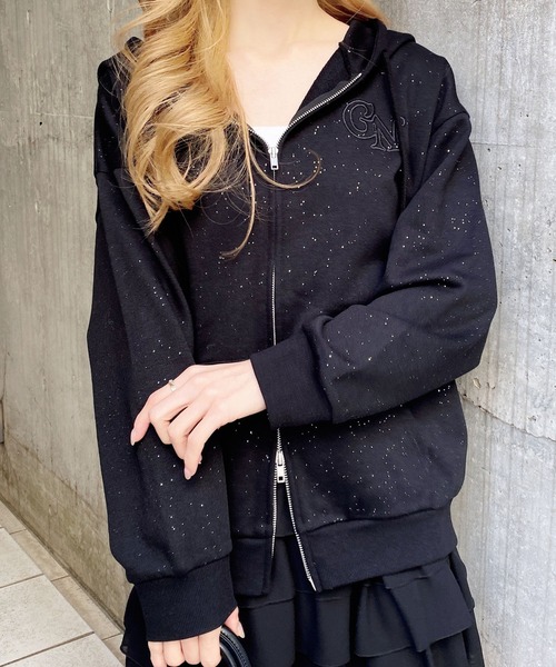 INGNI（イング）の「ラメスウェットジップパーカー（パーカー・レディース・グレー/オフホワイト/ピンク/ブラック・M）」の18枚目の写真