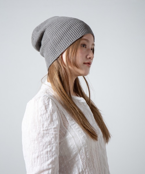 RACAL（ラカル）の「Cotton & Silk Blend Knit 2way Beanie / コットンシルク混紡ニット2ウェイビーニー（ニットキャップ/ビーニー・レディース・ブラック/オフホワイト/グレー・FREE）」の3枚目の写真