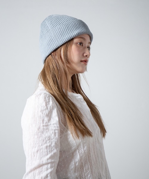 RACAL（ラカル）の「Cotton & Silk Blend Knit 2way Beanie / コットンシルク混紡ニット2ウェイビーニー（ニットキャップ/ビーニー・レディース・ブラック/オフホワイト/グレー・FREE）」の4枚目の写真