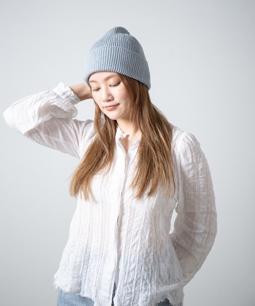 RACAL（ラカル）の「Cotton & Silk Blend Knit 2way Beanie / コットンシルク混紡ニット2ウェイビーニー（ニットキャップ/ビーニー・レディース・ブラック/オフホワイト/グレー・FREE）」の6枚目の写真