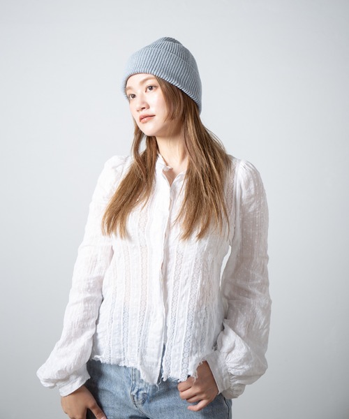 RACAL（ラカル）の「Cotton & Silk Blend Knit 2way Beanie / コットンシルク混紡ニット2ウェイビーニー（ニットキャップ/ビーニー・レディース・ブラック/オフホワイト/グレー・FREE）」の7枚目の写真