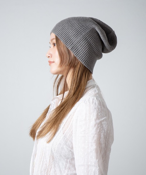 RACAL（ラカル）の「Cotton & Silk Blend Knit 2way Beanie / コットンシルク混紡ニット2ウェイビーニー（ニットキャップ/ビーニー・レディース・ブラック/オフホワイト/グレー・FREE）」の10枚目の写真