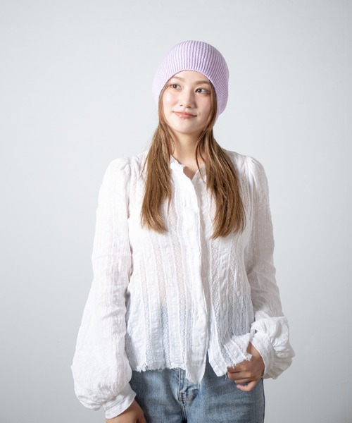RACAL（ラカル）の「Cotton & Silk Blend Knit 2way Beanie / コットンシルク混紡ニット2ウェイビーニー（ニットキャップ/ビーニー・レディース・ブラック/オフホワイト/グレー・FREE）」の15枚目の写真