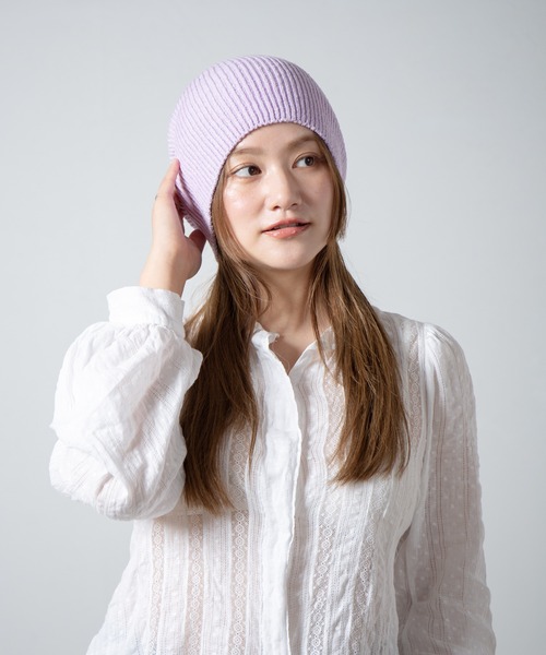 RACAL（ラカル）の「Cotton & Silk Blend Knit 2way Beanie / コットンシルク混紡ニット2ウェイビーニー（ニットキャップ/ビーニー・レディース・ブラック/オフホワイト/グレー・FREE）」の16枚目の写真