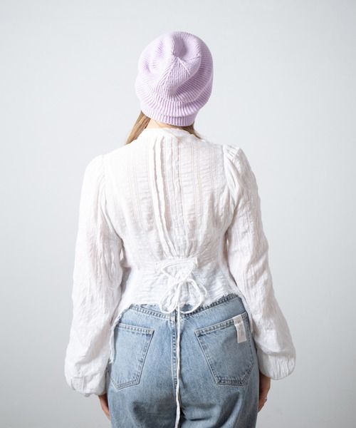 RACAL（ラカル）の「Cotton & Silk Blend Knit 2way Beanie / コットンシルク混紡ニット2ウェイビーニー（ニットキャップ/ビーニー・レディース・ブラック/オフホワイト/グレー・FREE）」の19枚目の写真