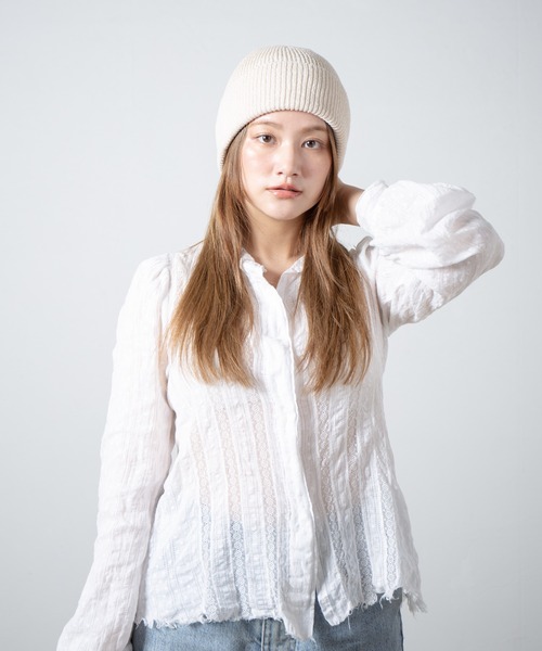 RACAL（ラカル）の「Cotton & Silk Blend Knit 2way Beanie / コットンシルク混紡ニット2ウェイビーニー（ニットキャップ/ビーニー・レディース・ブラック/オフホワイト/グレー・FREE）」の21枚目の写真
