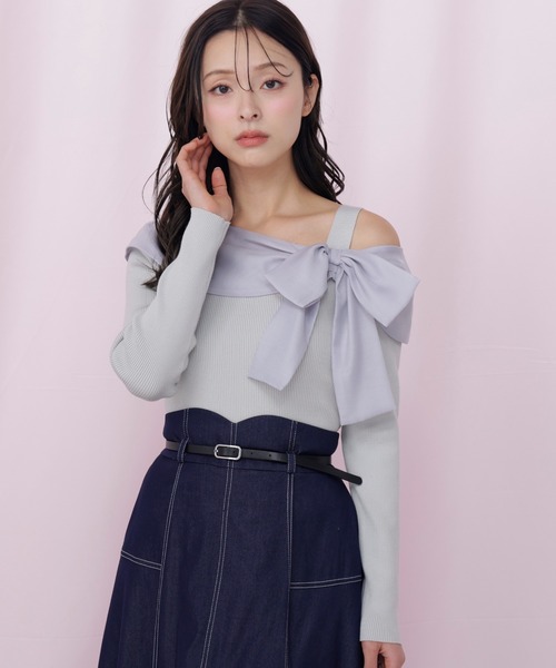 JILL by JILL STUART(ジルバイジルスチュアート)の「ベルト付き配色ステッチフレアスカート(スカート・レディース・グレー/ネイビー/ブラウン系その他・MEDIUM/SMALL)」の8枚目の写真